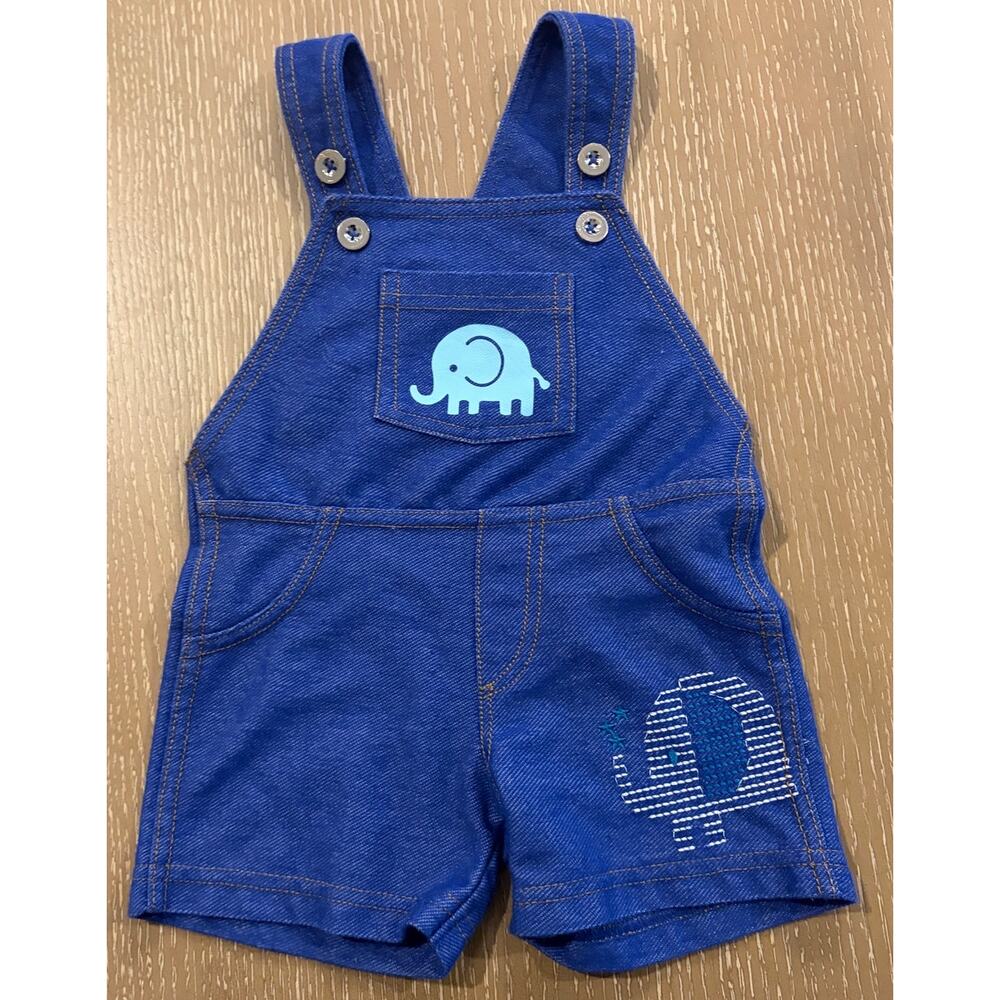MiniMe Denim Cotton Blend Overalls Elephant 12‎ M Button Shorts